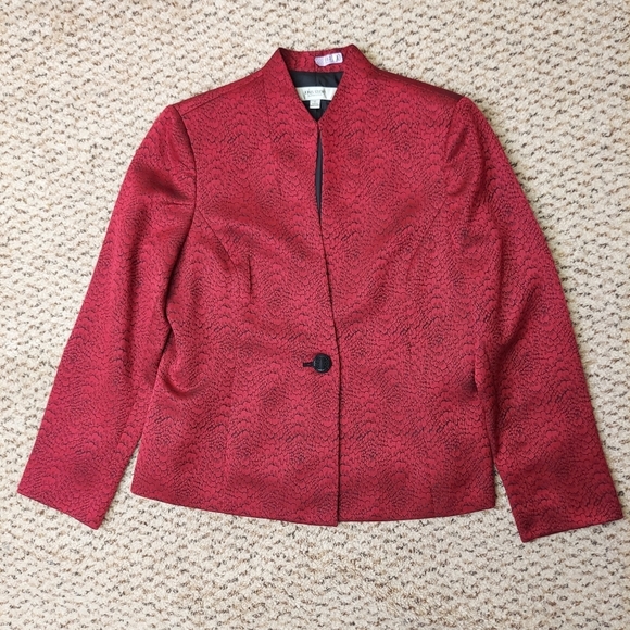 Jones Studio Separates Women's Blazer Size 12 Red Textured Single Button Jacket - Picture 1 of 14